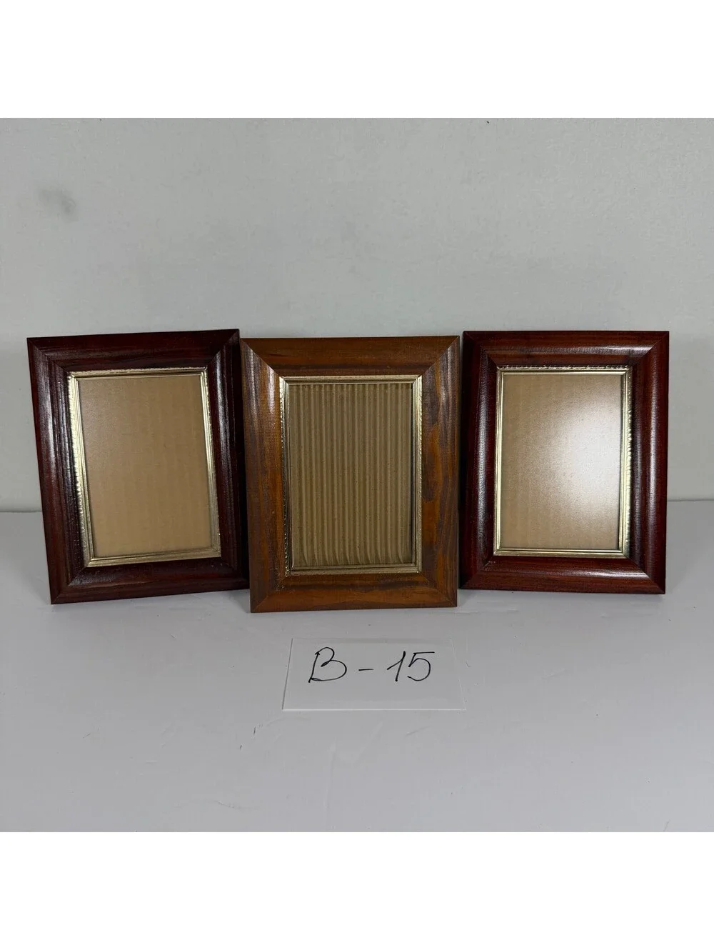 Set of 3 Wooden Tabletop Picture Frames Gold Trim Decor B-15